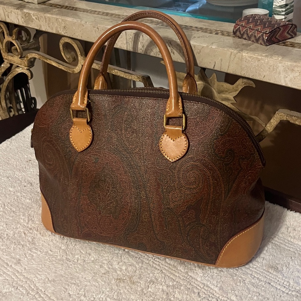 Etro Milano Alma style dome handbag veshetta and coated canvas classic Paisley